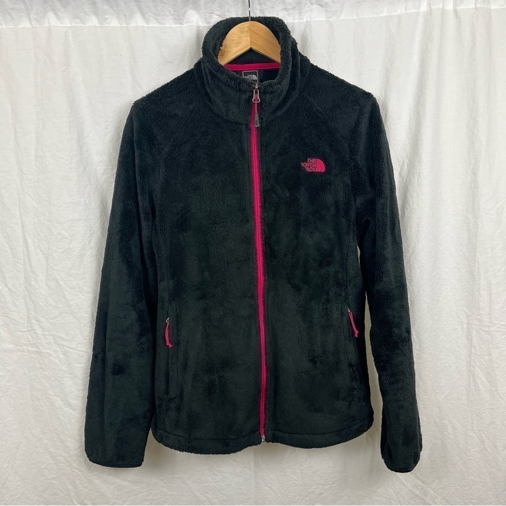 The North Face black Full Zip fuzzy Fleece Jacket Women’s Large. - Picture 1 of 7